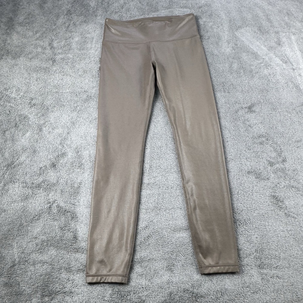 Athleta Elation High Rise Shimmer Tights Women's Small Light Taupe Workout Yoga